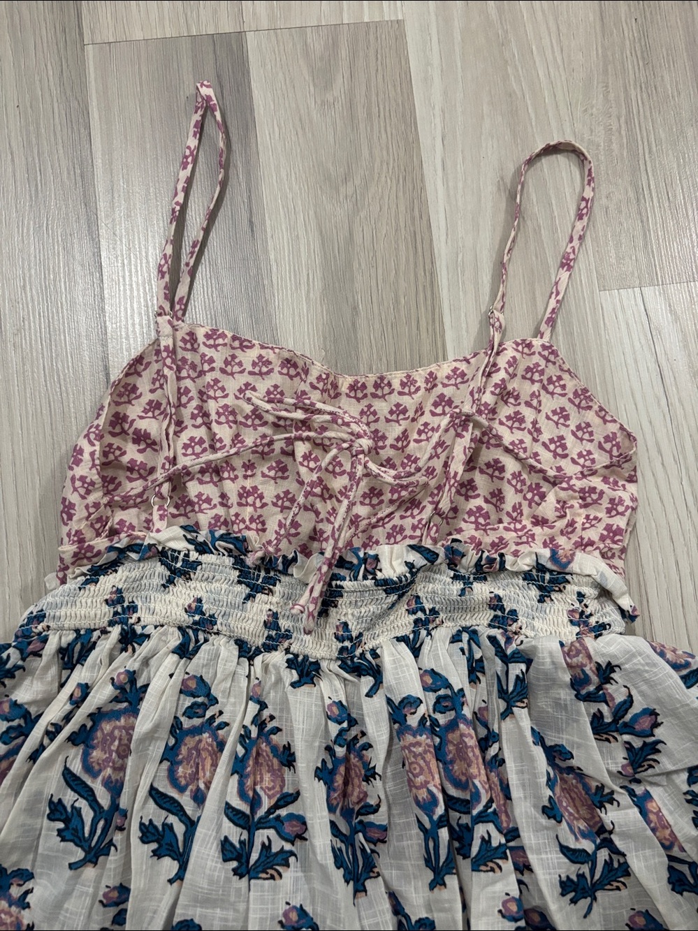 Anthropologie Celandine Straight Neck Tiered Block Print Mini Dress Size S Dres - Picture 6 of 16
